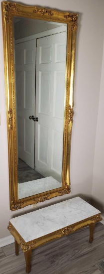 Large Gilt Mirror with Marble Top Gilt Table (LPO)