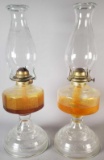 (2) Vintage Risdon (CT, USA) P&A Oil Lamps with Hurricane Globes (LPO)