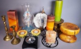 Large Candle Lot with Candle Stands, Candlesticks and more