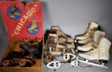 Vintage Chicago Roller Skates (Sz. 3); (3) Pair Ice Skates -(2) Women & (1) Men