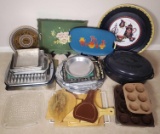 Large Lot of Decorative Trays, Aluminum Bakeware and (6) Cutting Boards (LPO)