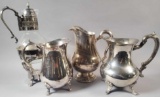 (3) Silverplate Pitchers and (1) Carafe