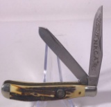 Schrade Genuine Stag Handle 1982 NKCA Trapper Knife