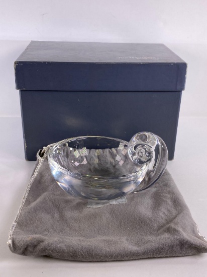 Steuben Glass Snail Handle Olive Dish with Box