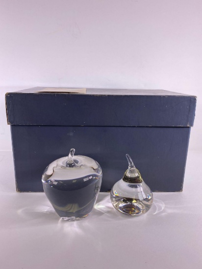 Steuben Crystal Apple and Crystal Fig with Box