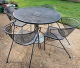 Wrought Iron Patio Table With (4) Chairs and Umbrella Stand (LPO)