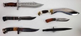(6) Fixed Blade Knives with Sheaths Various Brands