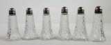 (6) Salt/Pepper Shakers w/Sterling Silver Tops