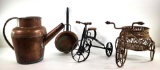 Copper Watering Can, Copper Pan, Decorative Tricycles (2)