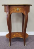 French Provincial Oval Inlaid Table with Drawer (LPO)