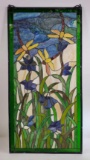 Stained Glass Panel with Iris and Dragonfly (LPO)