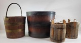 (4) Wood Buckets