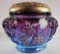 Fenton Blue & Amethyst Hand Painted Potpourri Ginger Jar w/ Brass Lid