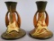 (2) Roseville Brown Zephyr Lily Candleholder 1163-4 1/2