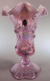 Fenton Art Glass Pink Opalescent Floral Design Vase