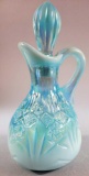 Northwood Pressed Glass Blue Opalescent Cruet