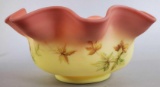 Fenton Ruffled Edge Bowl Maple Leaf Burmese