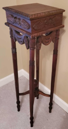 Carved Mahogany Plant Stand (LPO)
