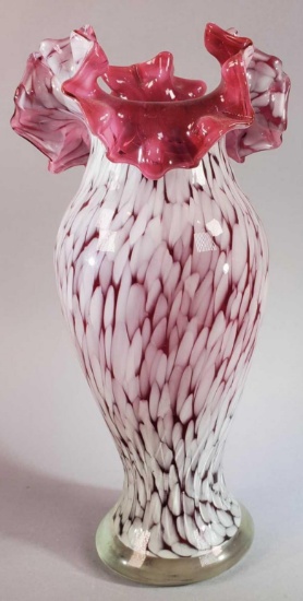 Murano Ruby Cased Glass Art Vase
