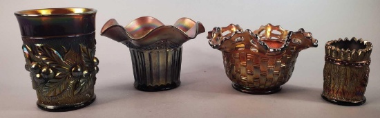 (4) Pieces Carnival Glass