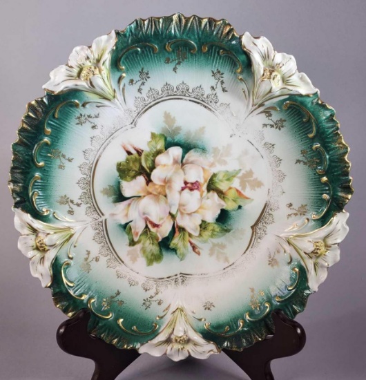 R S Prussia Plate with Lillies