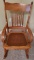 Leather Seat Spindle Back Oak Rocking Chair (LPO)