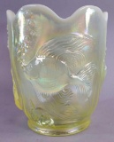 Fenton Iridized and Opalescent Atlantis Fish Vase with Label