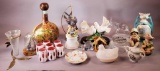 Lot of Decorative Items: Bohemian Glass Cordials, Decanter and more (LPO)