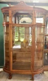 Vintage China Cabinet with Beveled Mirrors and Rounded Side Glass (LPO)
