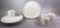 Set of (4) Sandwich Plates with Mugs and Gold Trim