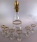 Clear Decanter with Gold Trim and (6) Gold Trimmed Cordials