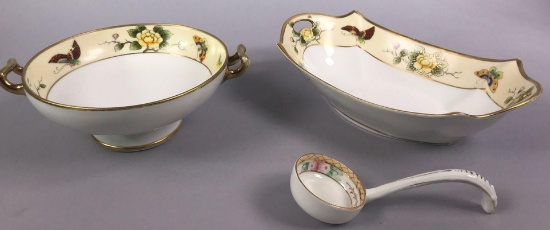 R C Nippon Handled Bowl and Tray with unmatched Spoon