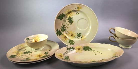 (3) Hutschenreuther Selb Sandwich/Luncheon Plates with Cups and Platter