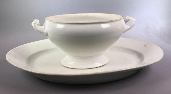 Antique Ironstone Handled Tureen with Underplate (LPO)