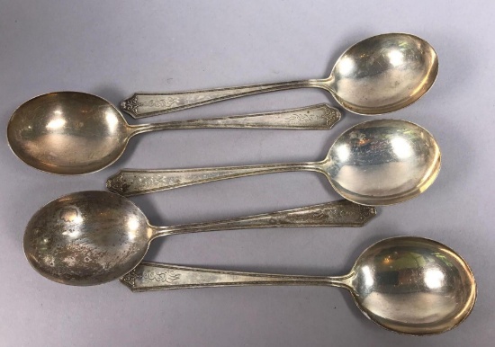 (5) Sterling Silver Soup Spoons
