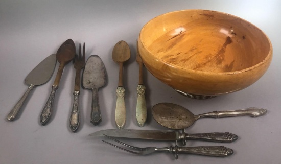 Sterling Silver based Wood Salad Bowl, Servers and more