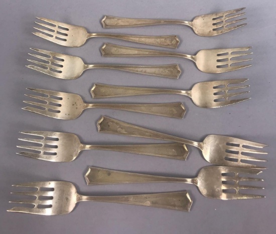 (10) Sterling Silver Salad Forks