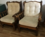 Pair of Maple Wood Armed Wing Back Chairs (LPO)