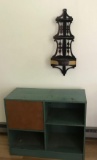 Green Shelving Unit with What-Not-Wall Shelf and Lg. White Stereo Unit (LPO)