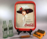 Coca-Cola Lot with Case of Brass Miniature Bottle and more