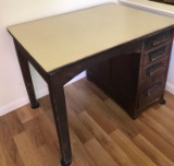 Antique Wood Desk with Surface Protector Added (LPO)