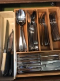 Set of Stainless Steel Flatware with Steak Knives