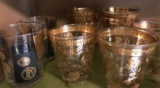 Mid Century Cocktail Glasses with Gold