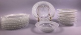 Set of (8) Clear Diamond Point Glass Luncheon Plates and Bowls (LPO)