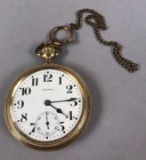 Howard Gold Plated Pocket Watch with Chain
