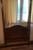 Cherry Twin Poster Bed with Rails and Slats (LPO)