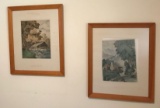 Pair of Framed Aquatints by Leon R. Pescheret (LPO)