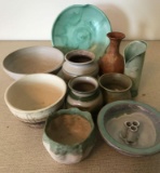 Lot of Handcrafted Pottery Vase, Vessels and Bowls