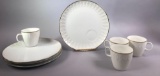 Set of (4) Sandwich Plates with Mugs and Gold Trim