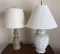 Mid-century Italian White Porcelain Floral Relief Lamp with Decorative Lamp (LPO)